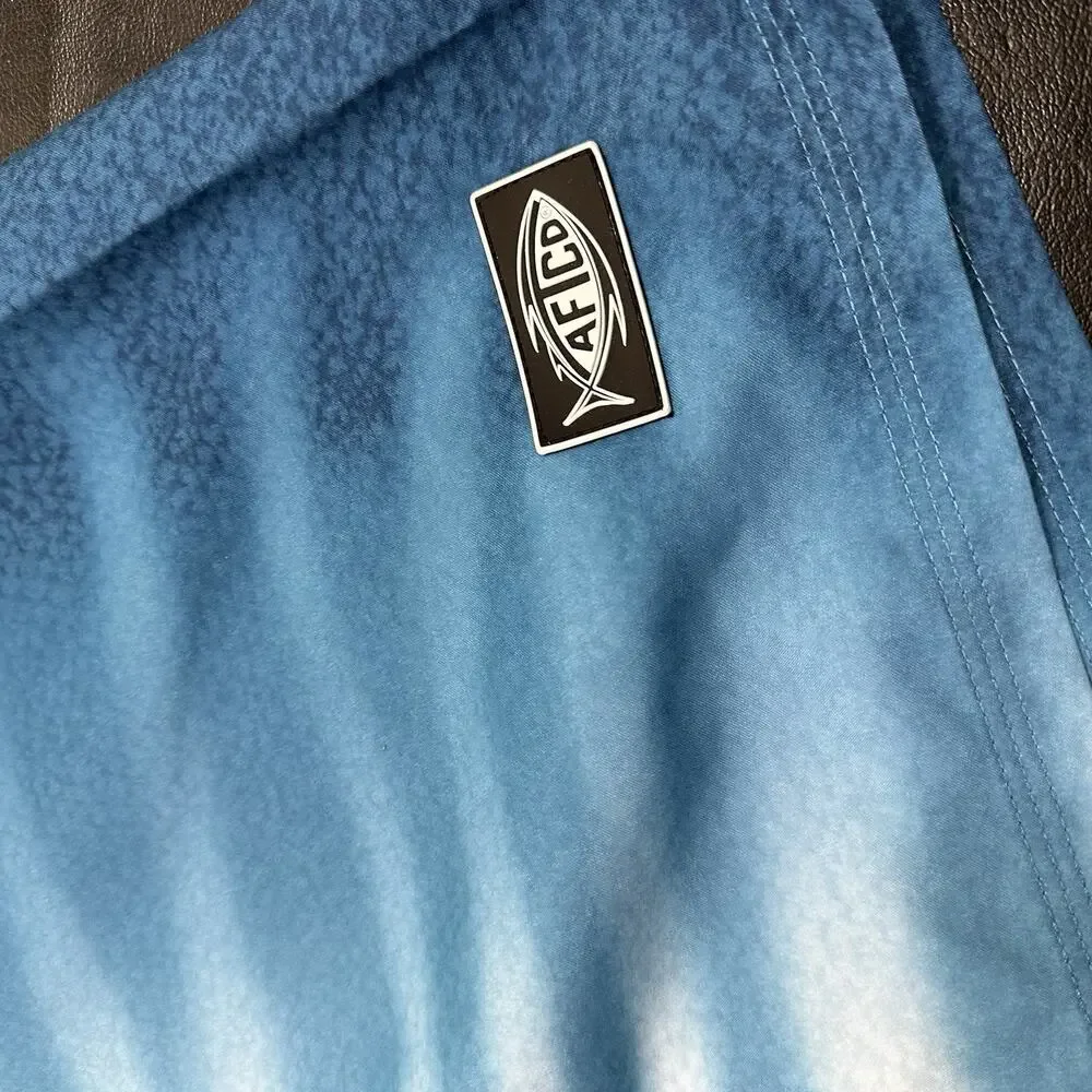 AFTCO Bluewater Blue Board Shorts Mens 38 Fishing Boating Surf Swim Outdoor Wear